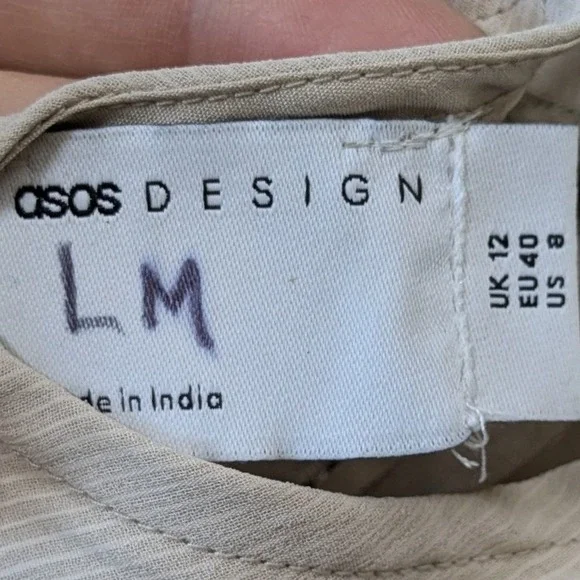 Asos Mini Dress Womens 8 Beige Ruffle Cutout Sheer Fairy Boho Festival Whimsy - Picture 3 of 9